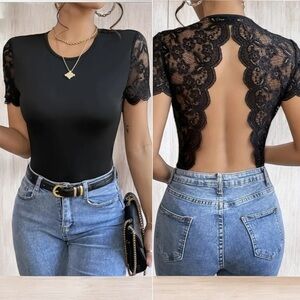 Open Back Lace Body Suit